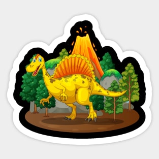 Dinosaur and Volcano Sticker